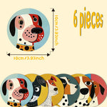 coasters animaux tête chien polka dots couleur moderne ensemble pièces