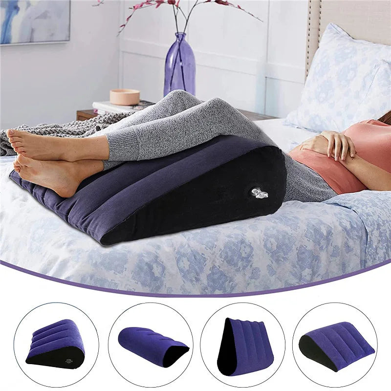 coussin d'angle velours violet noir confortable gonflable corps literie voyage