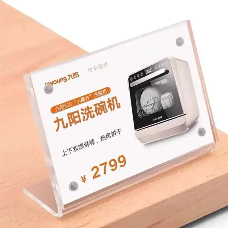 support panneau acrylique transparent moderne clips inclusion table affichage étiquettes prix square soft plastic