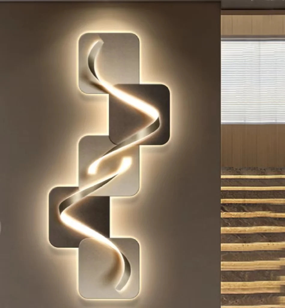applique murale contemporaine led blanc gris spirale relief 100x46cm 120x55cm