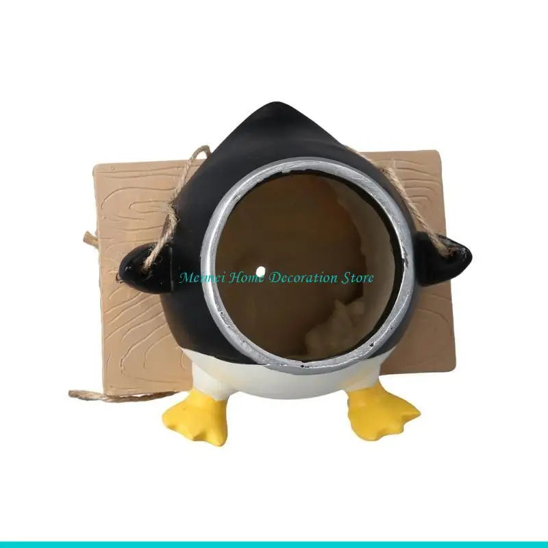 pots fleurs décoratifs pingouins suspendus cactus plantes intérieures noir blanc jaune ludiques animaliers
