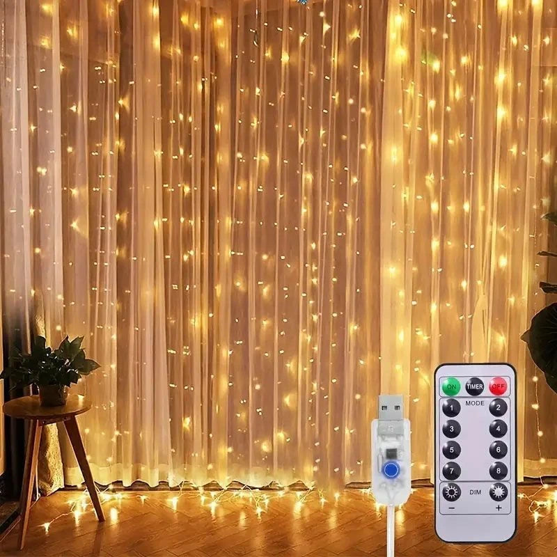 guirlande lumineuse led blanc jaune transparent moderne clips télécommande usb
