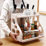 étagère cuisine blanc moderne adhésif perforations rondes couteaux condiments rangement multifonctionnel