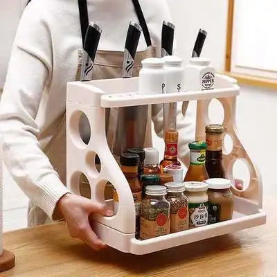 étagère cuisine blanc moderne adhésif perforations rondes couteaux condiments rangement multifonctionnel