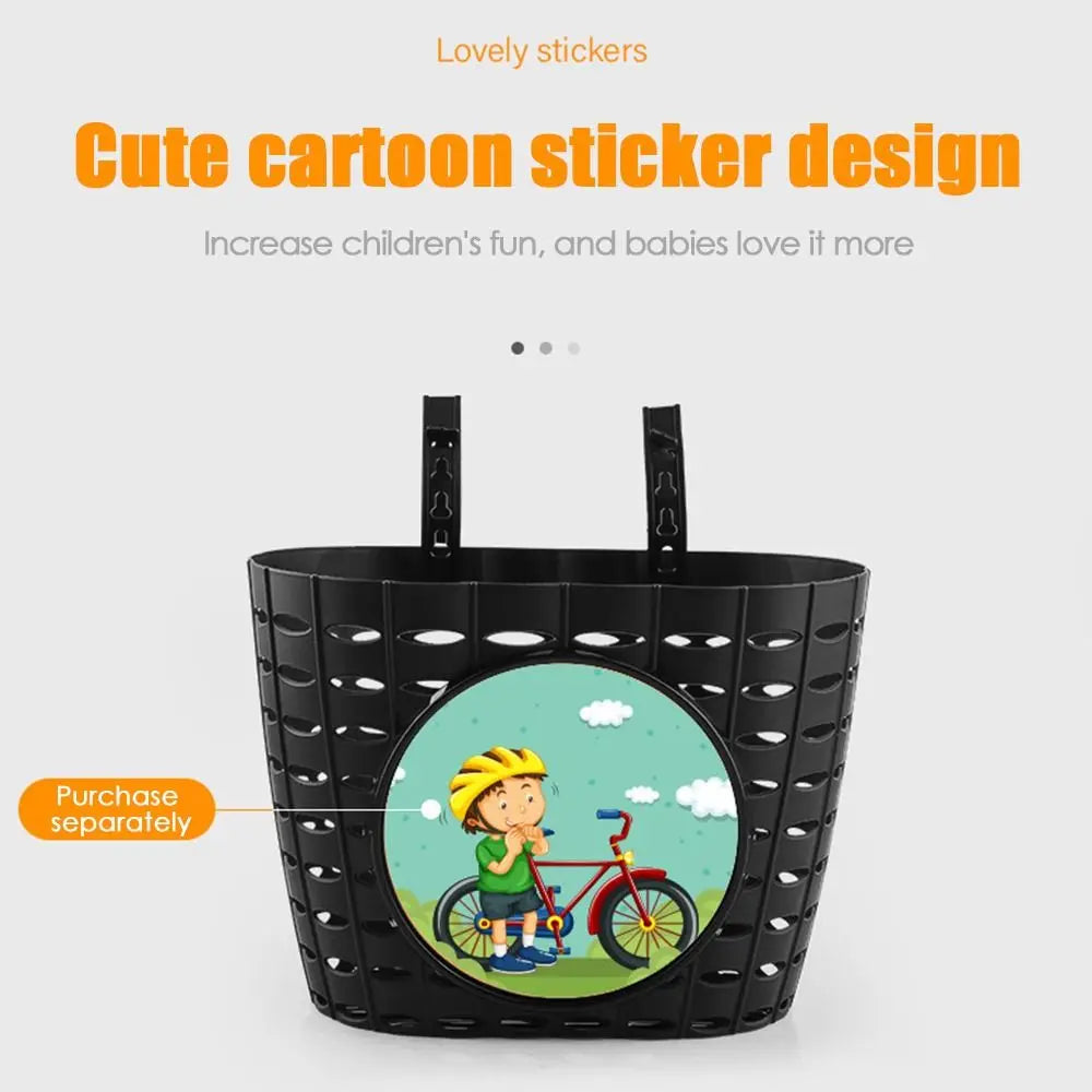 panier vélo enfant cartoon stickers motifs animaux bleu clair orange noir rose clips