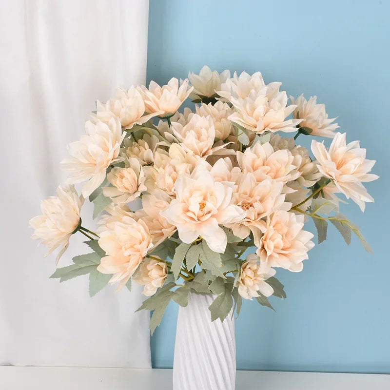 bouquet fleurs artificielles pivoines soie décoration intérieure blanc rouge rose bleu crème