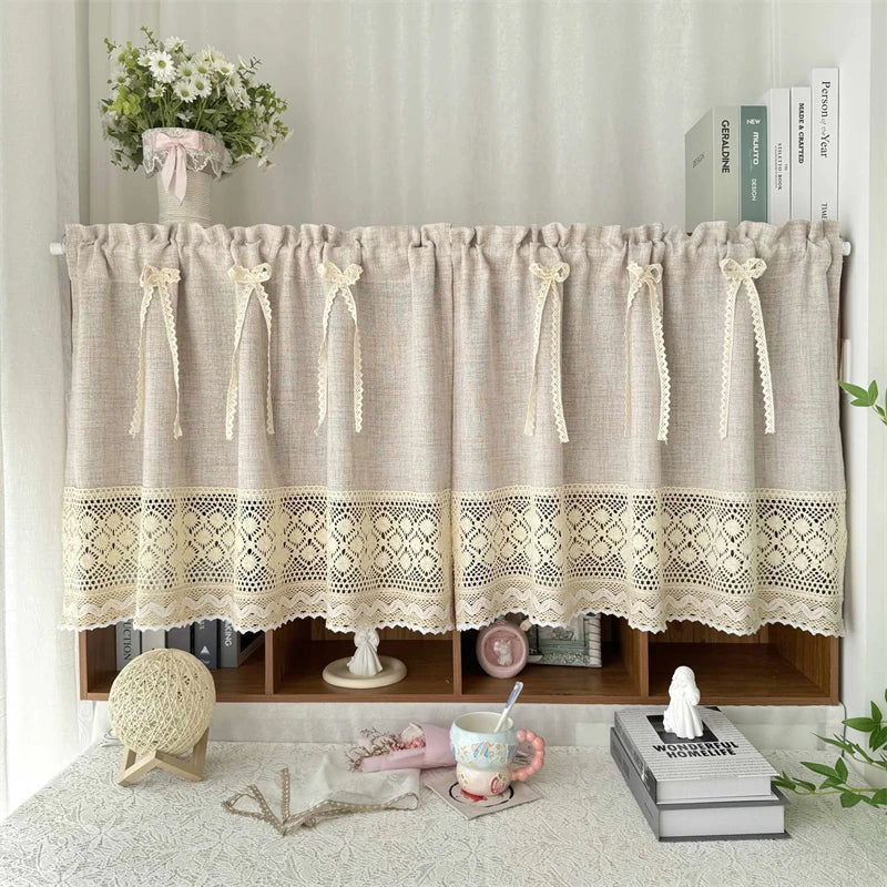 rideau beige classique texture lin bordure dentelle opacité chambre salonhôtel