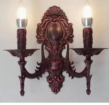 applique murale deux bras doré ornements floraux classique led chambre cuisine salle manger