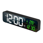 horloge numérique moderne blanc noir écran led affichage température double alarme snooze