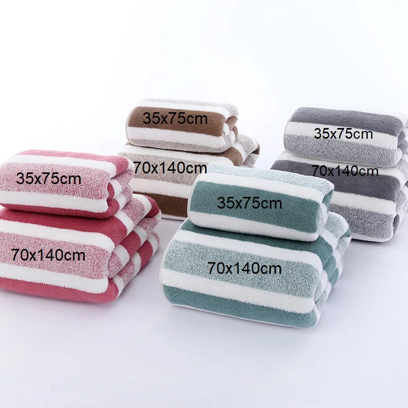 serviettes microfibre absorbantes rayées rapide séchage bain moderne rouge vert marron gris ensemble toilette