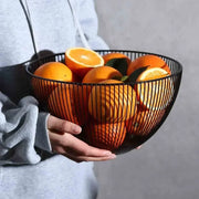 Corbeille à pain en métal noir - Panier de rangement design pour cuisine et salle à manger