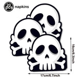 serviettes papier halloween motifs citrouille fantôme crâne main ensanglantée sorcière chauve souris cocktail