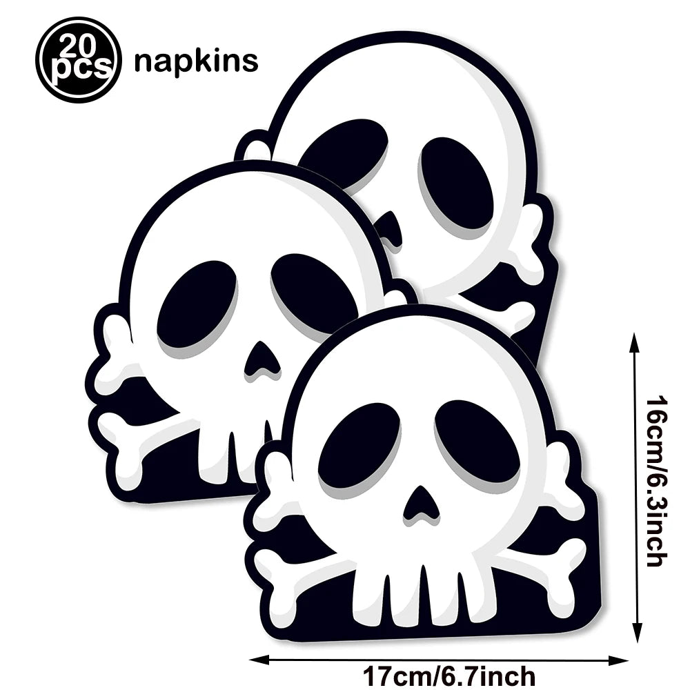 serviettes papier halloween motifs citrouille fantôme crâne main ensanglantée sorcière chauve souris cocktail