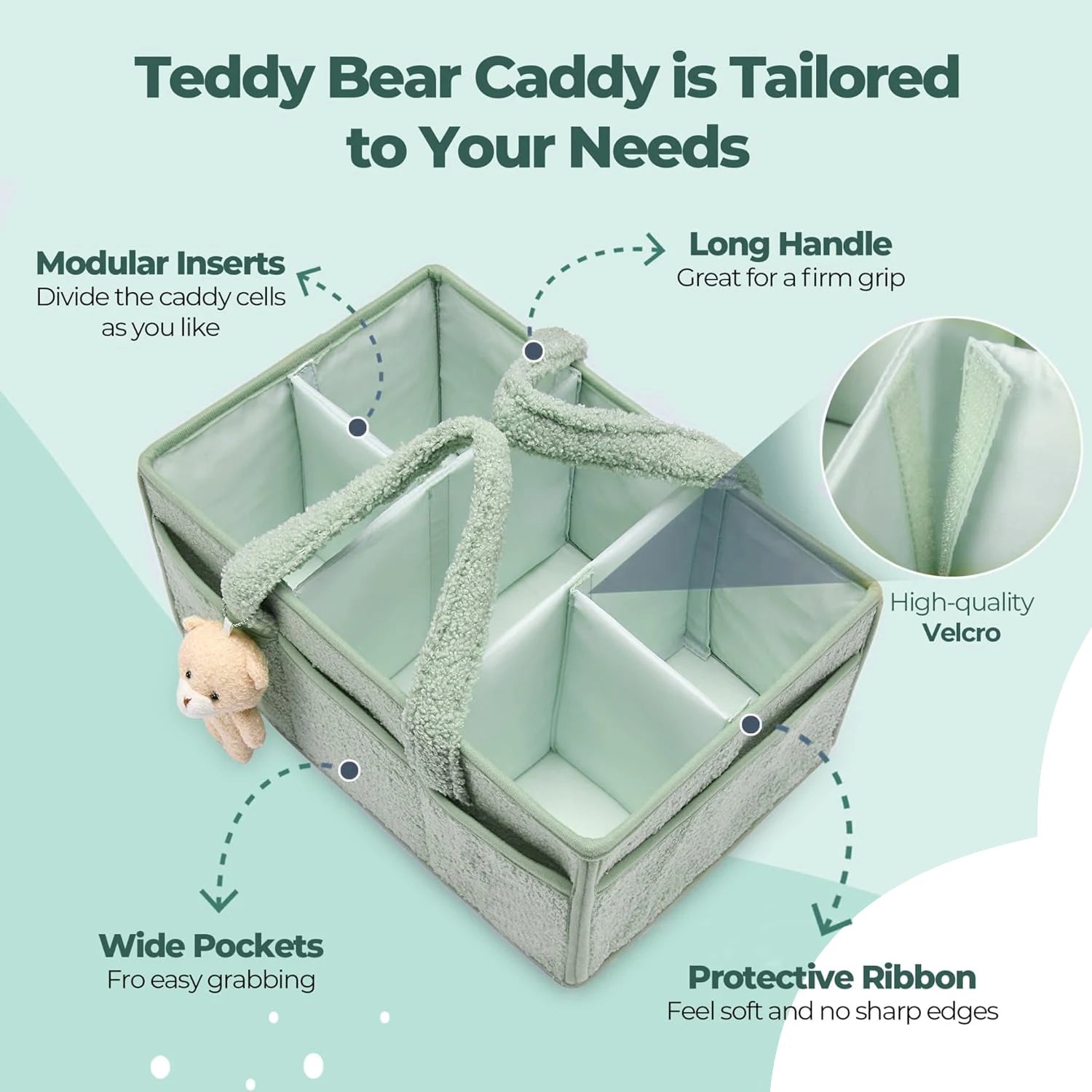 Panier sherpa vert pliable pour rangement nursery