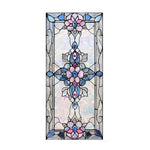 vitrail floral art nouveau opaques adhésif vert blanc bleu rose doré