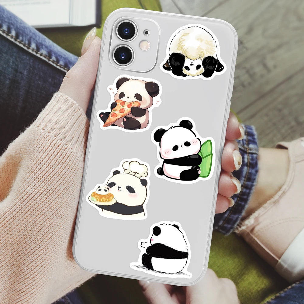 sticker mignon dessin animé panda motifs variés adhésifs waterproof transparents collection multiple usage unique
