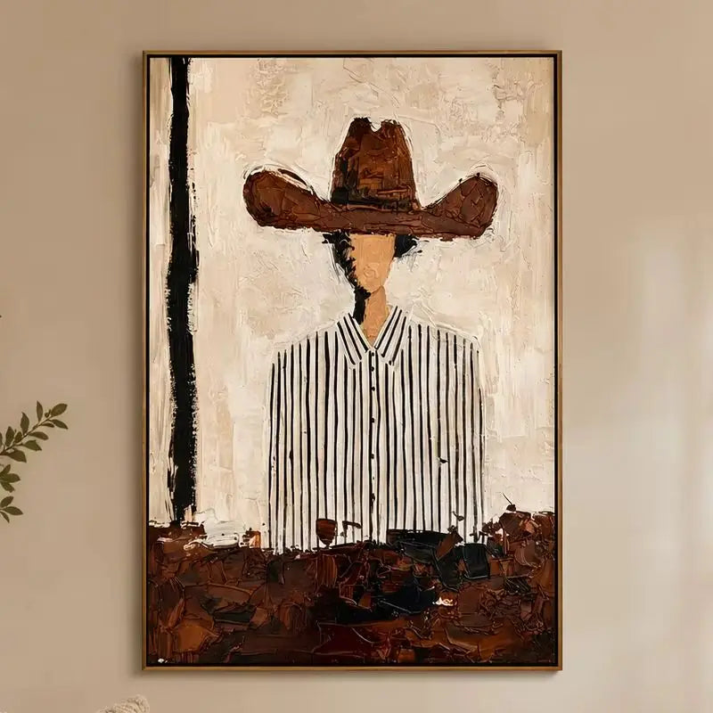 tableau abstrait moderne impression toile peinture expressionniste sans cadre vertical beige noir brun