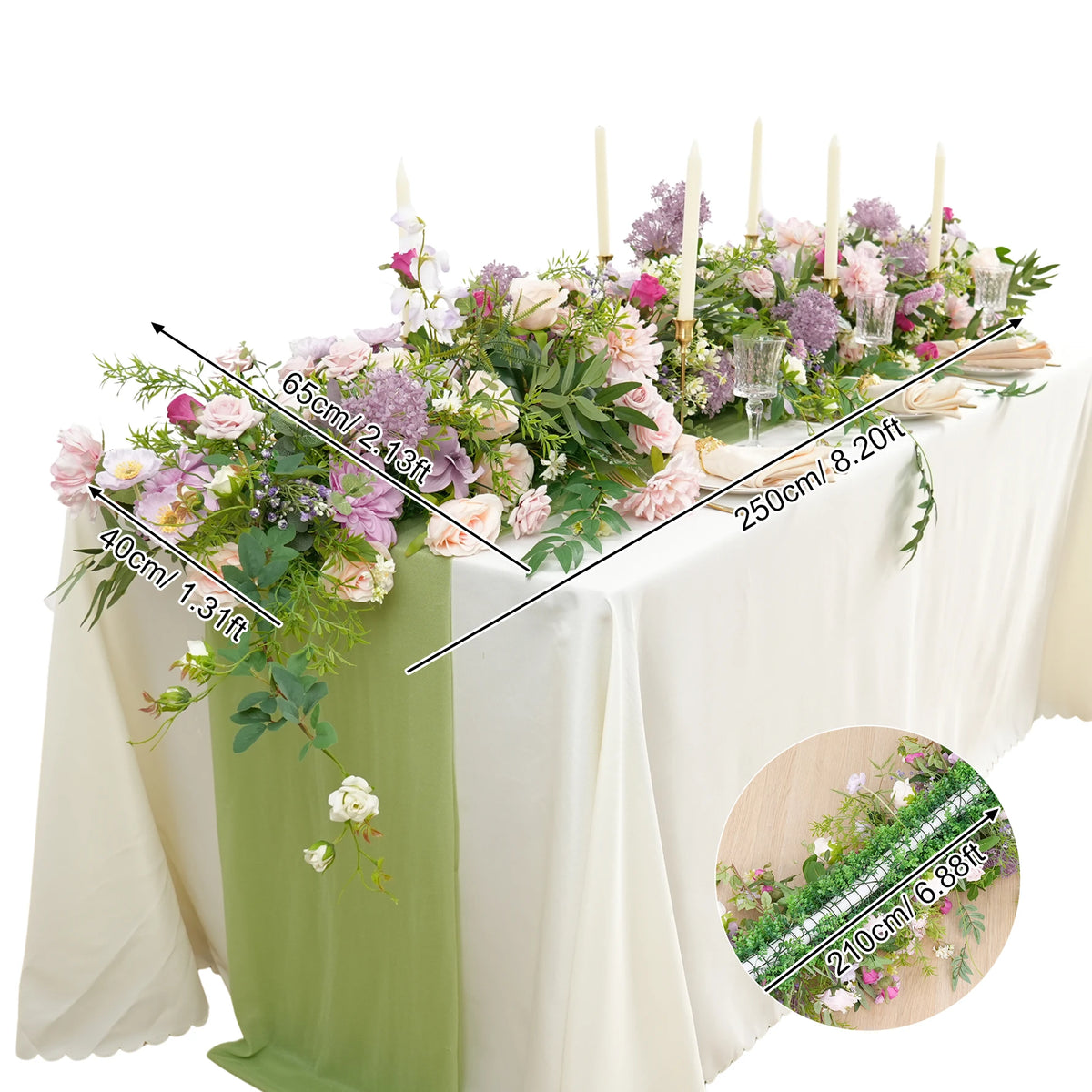 arche décorative mariage violet clair fleurs artificielles romantique roses dahlias eucalyptus guirlande bouquet