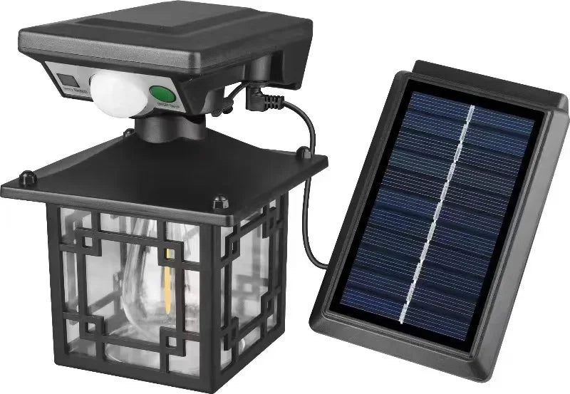 lampe murale solaire ip65 étanche led noir cadre doré verre opalin rétro capteur mouvement