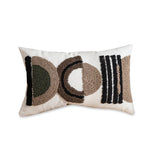 coussin décoratif nordique brodé motif géométrique beige moutarde orange brun boho chic