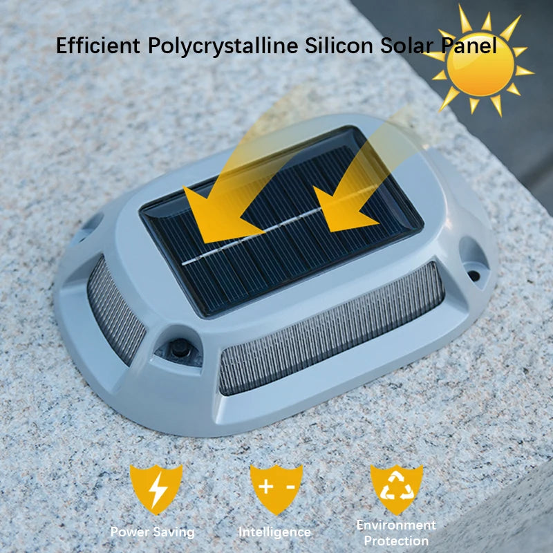 lampe solaire gris métallisé surface rugueuse panneaux solaires intégrés moderne minimaliste insertion sol vis