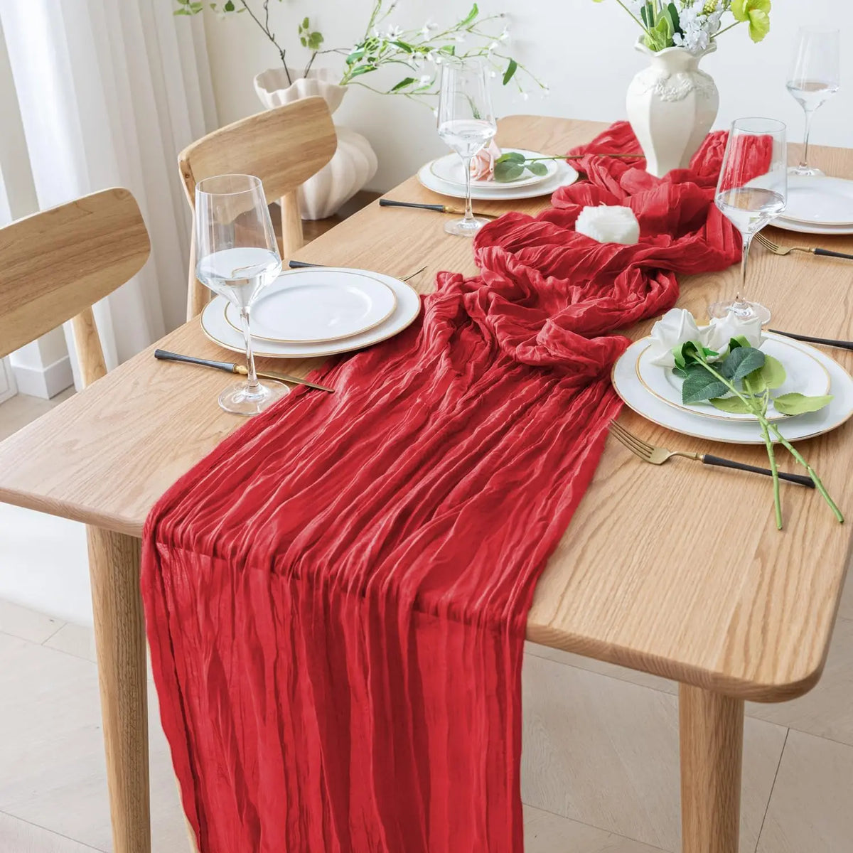 nappes décoratives rouge texturées semi transparentes élégantes festives 90x180 90x300 90x400