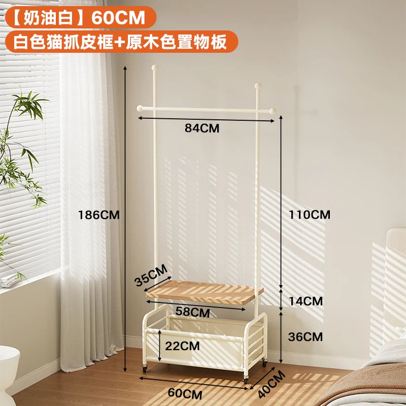porte manteau moderne acier inoxydable gris roulettes vintage fonctionnel entrée chambre coucher