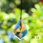 pendants cristal vert bleu jaune arc ciel facettes brillantes modernes transparents anneaux noirs 63mm