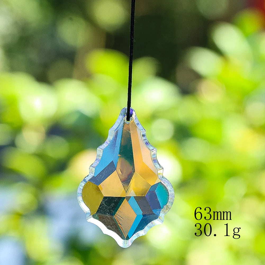 pendants cristal vert bleu jaune arc ciel facettes brillantes modernes transparents anneaux noirs 63mm