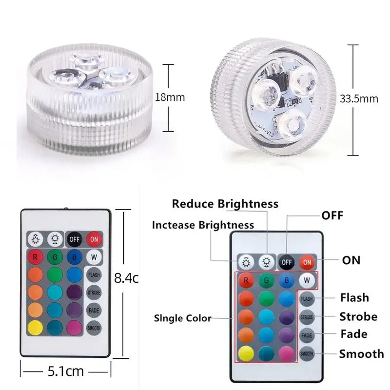 lampe led sous marine rgb transparente moderne ip68 batterie piscine décoration mariage vacances