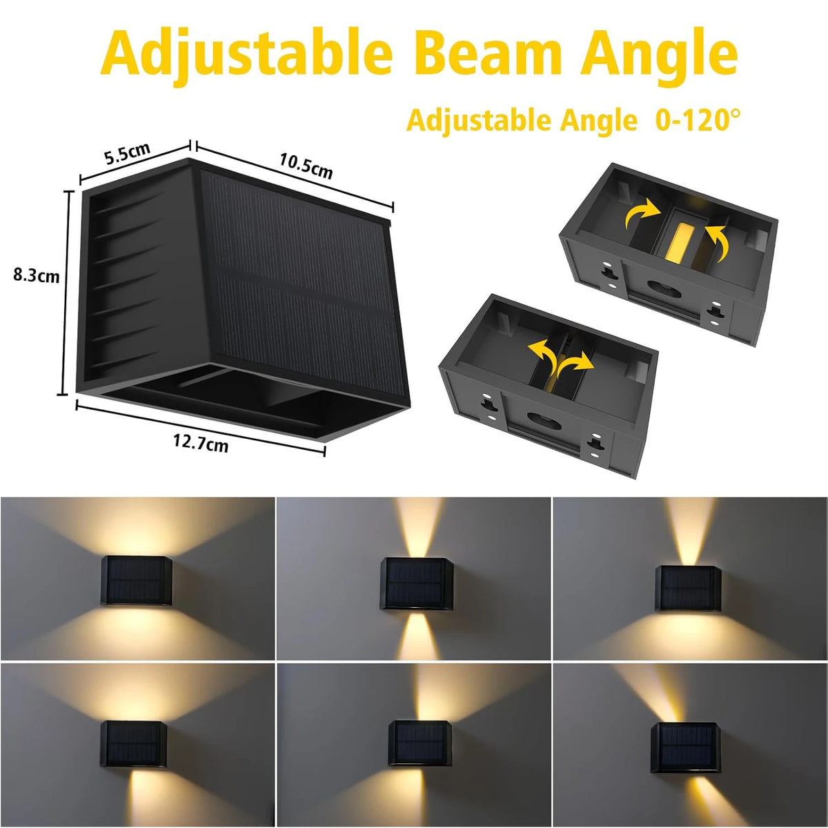 applique murale led solaire noire contemporaine ip65 grille ventilation