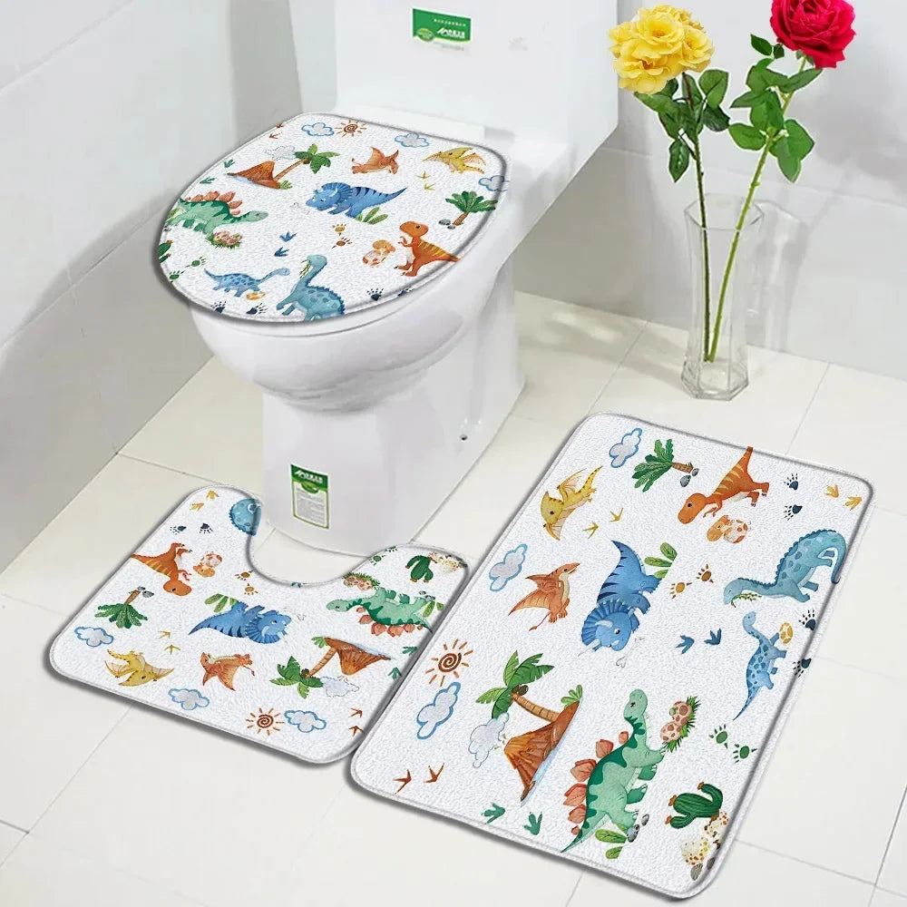 tapis toilette multicolore motifs animaux modernes adhésifs salle bain couvre siège deux sols