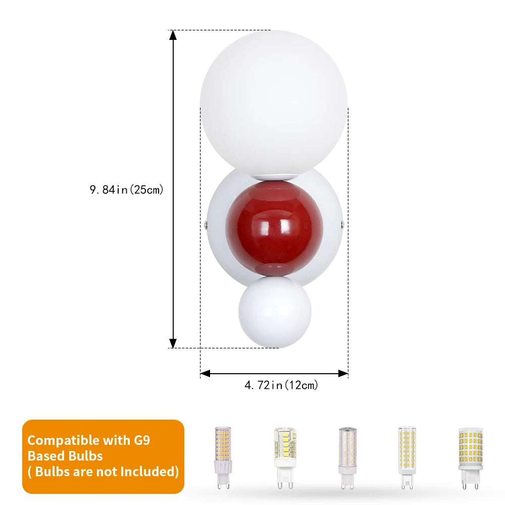 lampe murale moderne sphères rouge blanc vert adhésif métal plastique led chambre salon cuisine