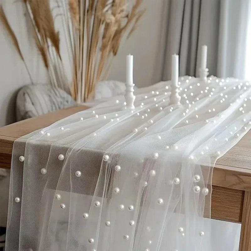 nappe décorative transparente blanches rose table mariage fête 75x200cm polyester