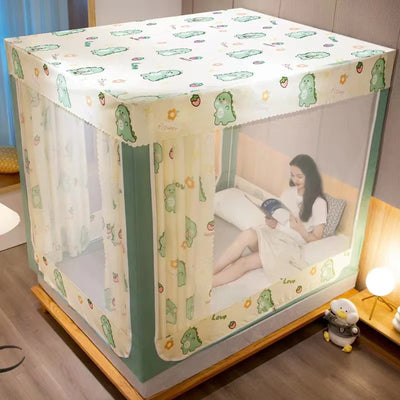 Moustiquaire occultante pour lit avec rideau intégré en couleur grise