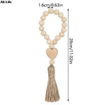 bracelet boho bois blanc coeur pompon corde rustique décoration maison