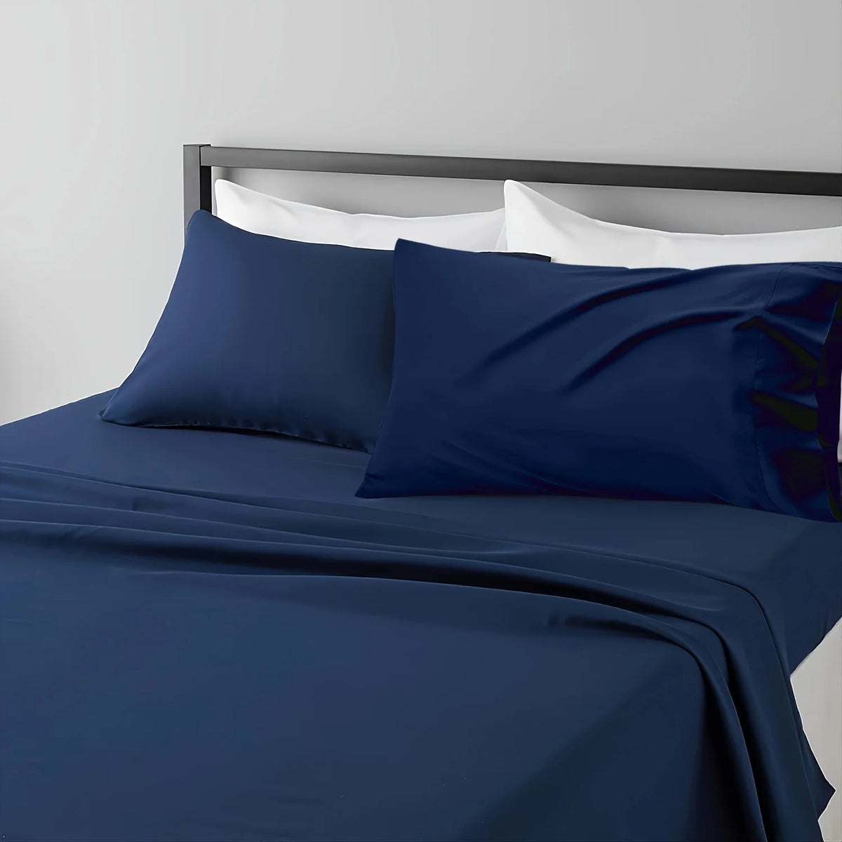 draps microfibre gris bleu marine blanc taies doreillers solides modernes hiver été machine laver