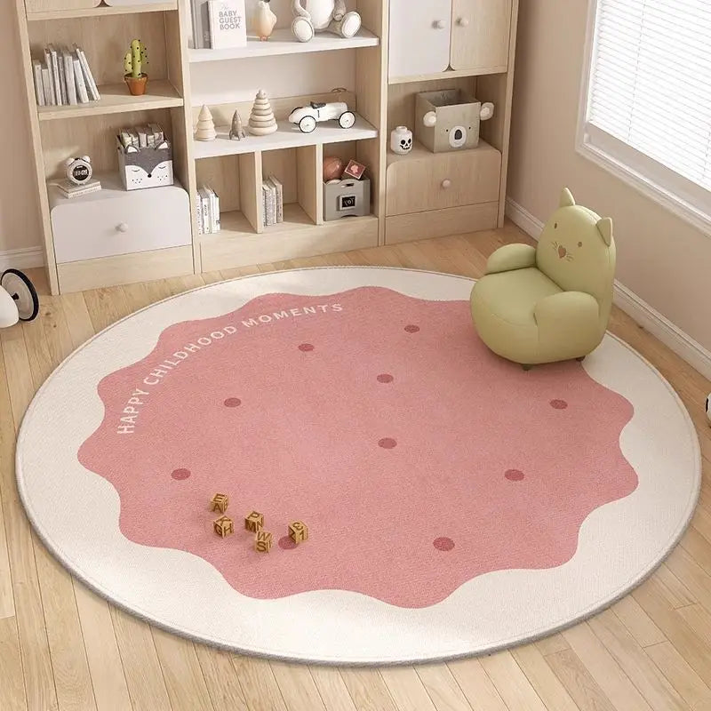 tapis rond nuage enfant moderne rose clair antidérapant 80x80cm 120x120cm salon chambre