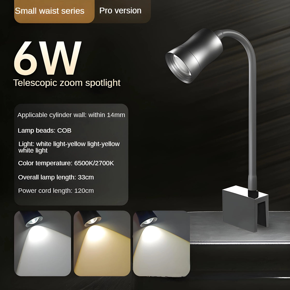 lampe poche argentée moderne 17watts 210v 240v base carrée câble noir variable focus