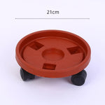 support roulettes pot fleurs orange moderne roues transparentes
