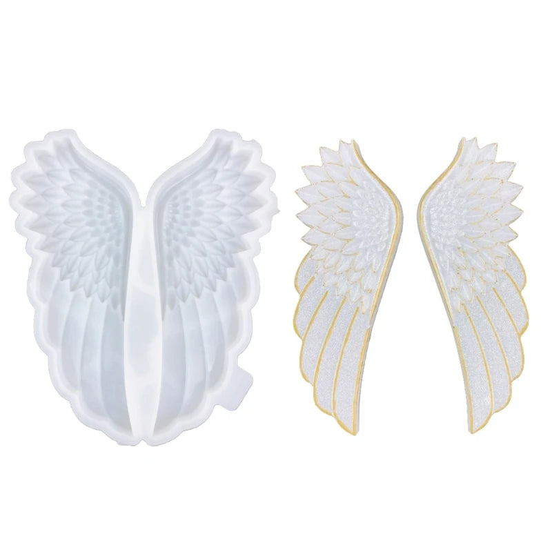 moulage silicone ailes ange blanc bleu texture plumes bordure dorée élégant