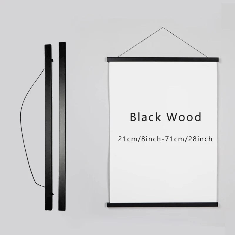 cadre mural magnétique bois moderne 21cm 31cm 41cm 51cm 61cm.pin teck noir blanc