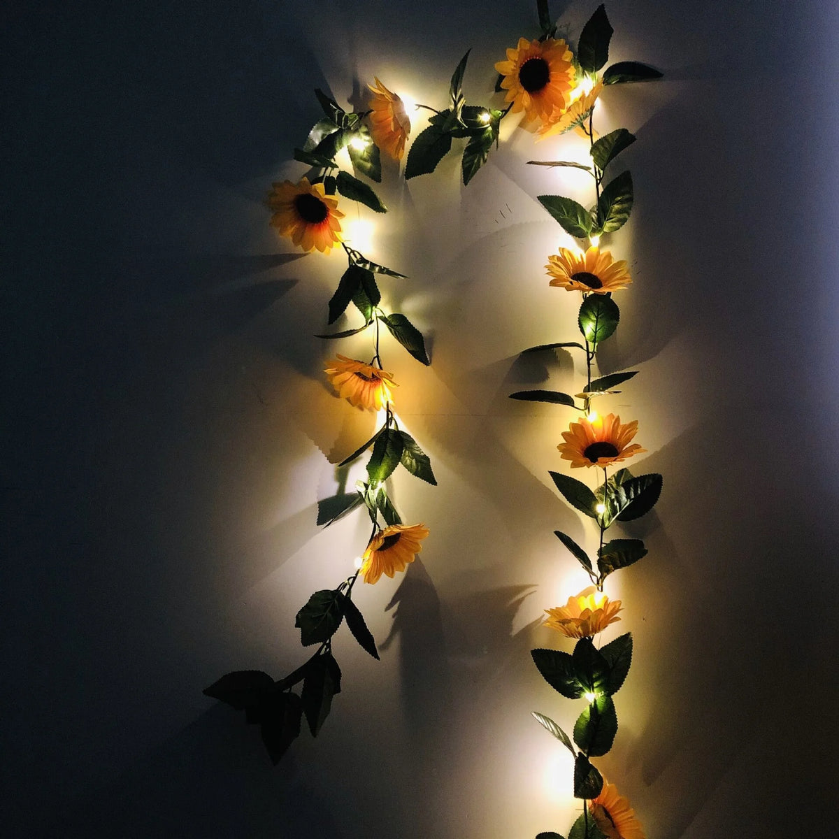 guirlande lumineuse tournesol 20led 2m feuilles vertes artificielles deco jardin mariage maison