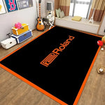 tapis sol batterie musique insonorisé noir blanc orange décoratif moderne studio