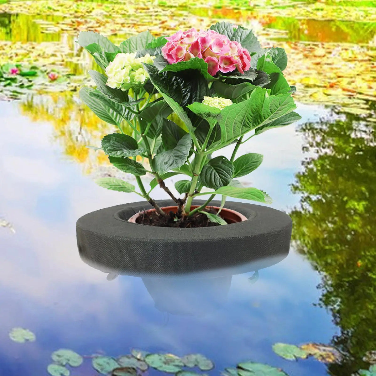 flotteur pot plante tissu alvéolé noir vert jardin aquatique étangextérieur