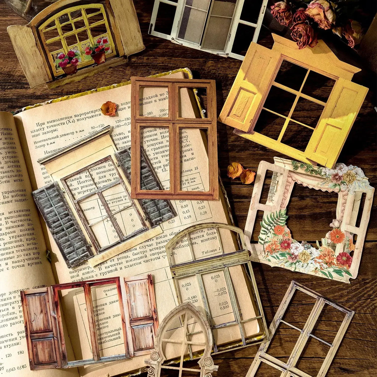 autocollants déco journal vintage romantique plaid fleurs dentelle motifs floraux vert blanc marron bleu