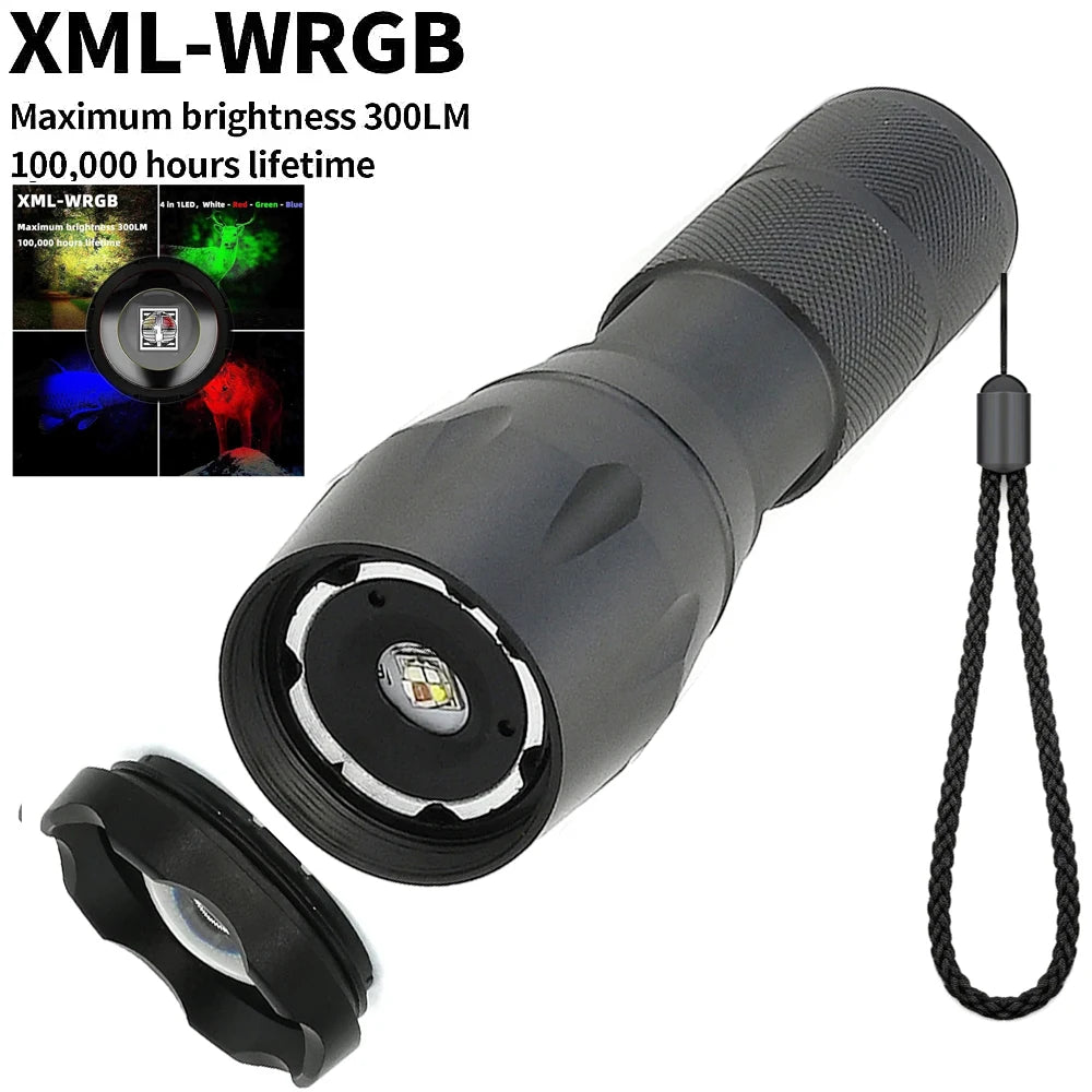 lampe torche led zoomable noir texturé moderne cordelette cache protection lumière intense pêche astronomie