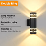 applique murale moderne noire rayures blanches deux ampoules E27 ip65 étancheextérieur led rechargeable 110240v