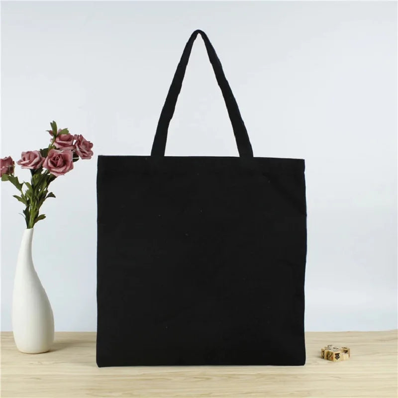 sac main femme toile noire grande pochette shopping coton solide moderne