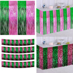 rideau festif vert rose rayures horizontales alternées opacité decoratif brillant adhésif 100cmx200cm 38cmx300cm mariage